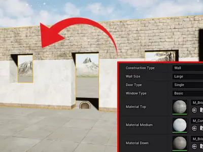 Unreal Engine Modular Walls 1-2 Low-poly 3D model