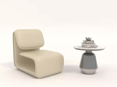 Modern Coffee Table and Armchair Set 41 3D model