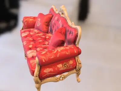 Vintage Ornate Sofa Low-poly 3D model
