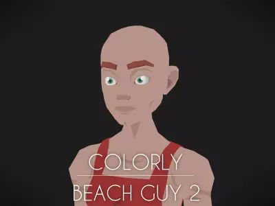Colorly - Beach Guy 2 - Game Ready - Rigged - Customizable Low-poly 3D model