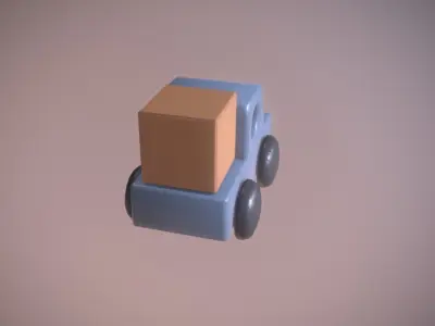 Wooden Toy Pickup low poly game ready Low-poly 3D model