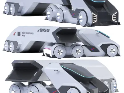 Tesla Spaces rocket Low-poly 3D model