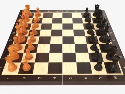 Chessboard game pieces 3D model