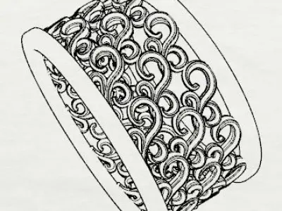 Patterned Ring 3D model Texture 3D print model buy