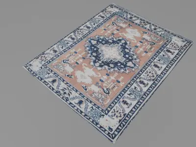 Handmade Blue Rug Carpet Low-poly 3D model