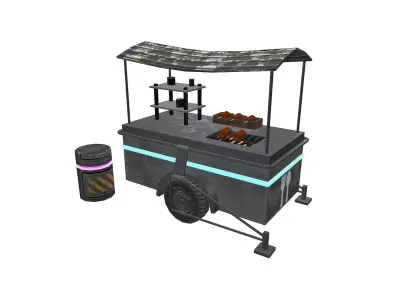 Street Food Cart Free low-poly 3D model