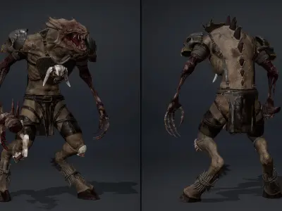 Mist Barbarian Damaged Low-poly 3D model