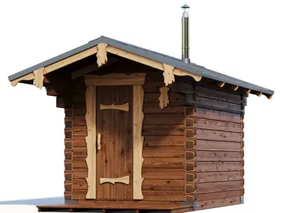Bathhouse 01 made of timber 3D model