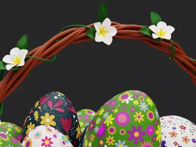 Easter Eggs Basket 3D model
