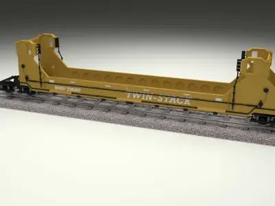Yellow Train Well Car 3D model