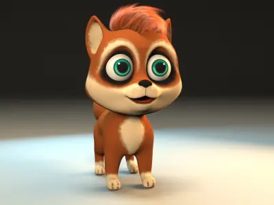 cartoon little fox Low-poly 3D model purchase