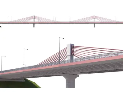 Bridge span with a suspension structure 3D model