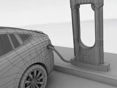 Tesla X plus Supercharger Low-poly 3D model
