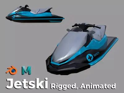Science Blue Jetski Low-poly 3D model