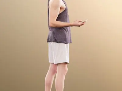 Milo 11231 - Man In Summer Outfit Checking His Phone Low-poly 3D model