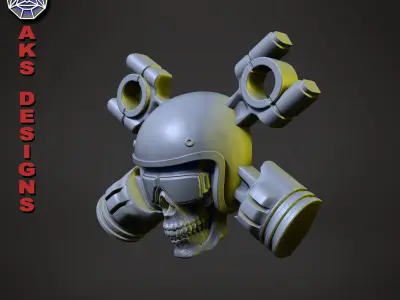Biker skull v7 Bas relief 3D print model
