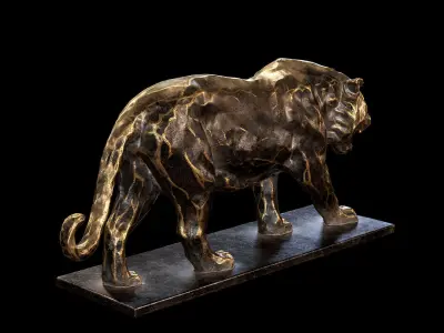 Tiger statuette PBR lowpoly Low-poly 3D model
