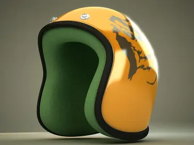 Helmet motorcycle with tiger 3D model