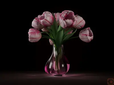 Pink Tulips 3D model