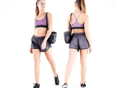 Sporty woman walking 31 Low-poly 3D model