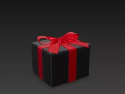 3D Black Gift Box Red Ribbon Black Friday 3D print model