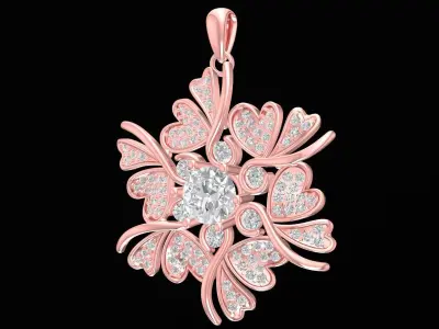 Luxury Floral Diamond Pendant Jewelry 3D Model  3230 3D print model