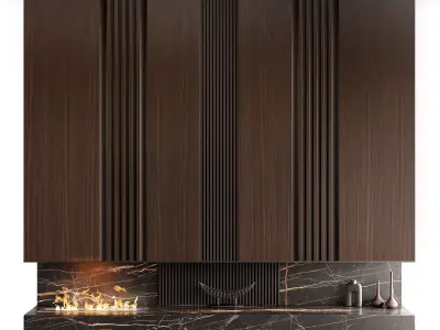 Decorated Wall With Fireplace - 2 3D model