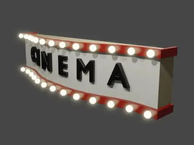 Cinema Facade - Front - Sign Low-poly 3D model
