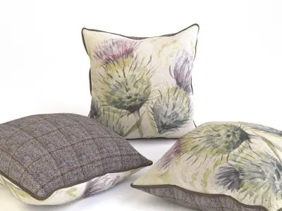 Voyage Cushion Flowers -Piped Pillow 3D model