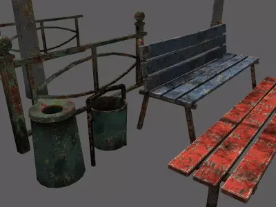Street Rust Exterior Pack  Free low-poly 3D model