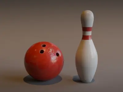 Bowling Set Low-poly 3D model