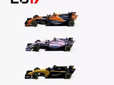 Formula 2017 cars pack 2 Low-poly 3D model