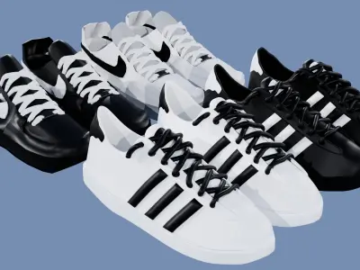 Nike AF1 and Adidas Superstars Low-poly 3D model