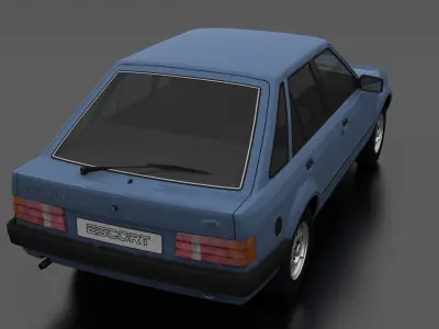 Escort mk3 1981 5-door Liftback Low-poly 3D model