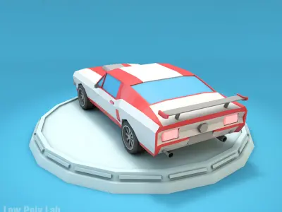 Cartoon Racing City Car Low-poly 3D model
