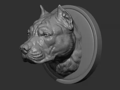 Pitbull gloomy head 3D print model