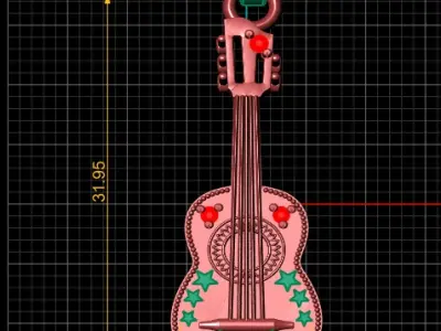 STYLISH GUITAR PENDANT 3D PRINTABLE MODEL 3D print model