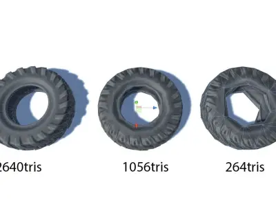 Big Wheels Low-poly 3D model