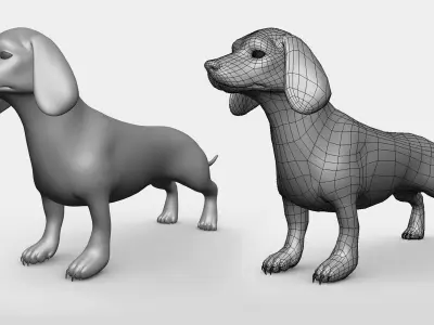 Dachshund Dog BaseMesh Low-poly 3D model