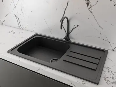 Luxury residential interior of modern kitchen 3D model