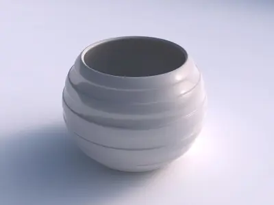 Bowl spheric with smooth horizontal ribbons 3D print model