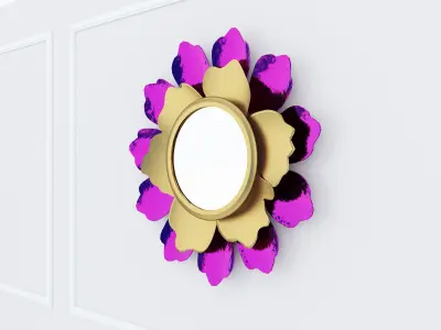 Decorative Metal Mirror plants with gold  m8 3D model