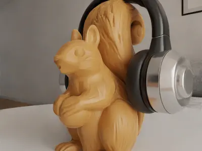 Cute Squirrel Headphone Holder  3D STL Model for Printing 3D print model