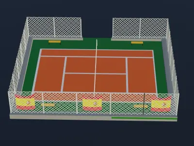 Tennis Court - Spain Low-poly 3D model