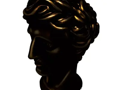 Classic Bronze Male Bust Statue Low-poly 3D model