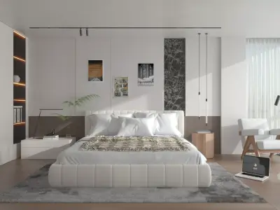 Light luxury bedroom 3D model