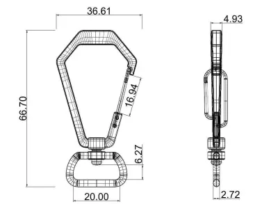 Luxury Metal Bag Hook Premium Purse Carabiner 20mm 3D print model