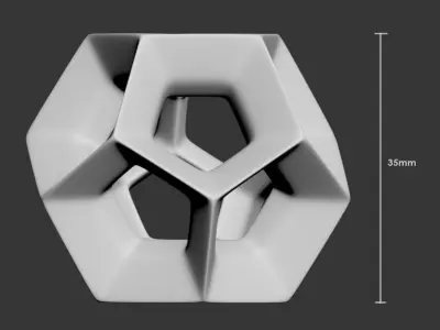 Dodecahedron Geometric Pendant Low-poly 3D model