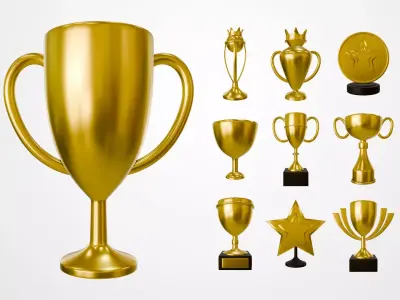 Gold Trophy Low-poly 3D model