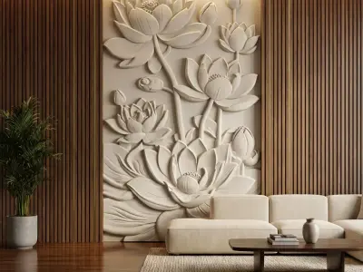 modern panel wall decor set wall relief mural CNC 152  3D model